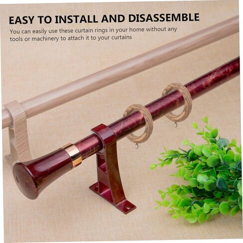 Cabilock 2pcs Handicraft Wooden Curtain Rings Roman Rod Rings Heavy Duty Hooks for Curtains in Saudi Arabia