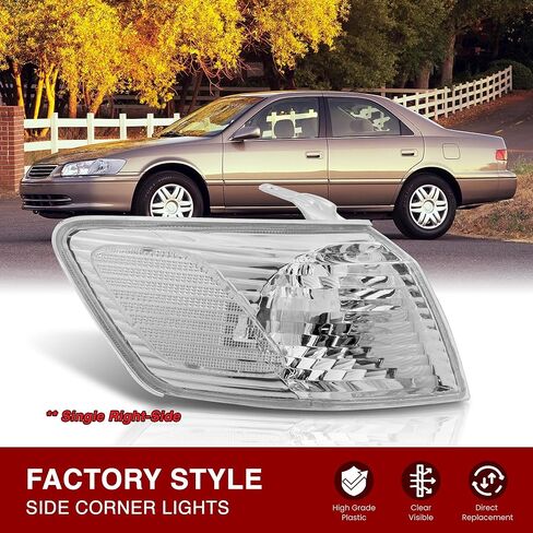 AJP Distributors For Toyota Camry 2000-2001 Factory Style Corner Light Right Driver Side, Black Housing, Clear Lens, Clear Reflector (Black Right) in Kuwait