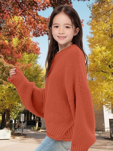 Girls Crew Neck Sweaters 2025 Fall Winter Teen Tops Cozy Knit Trendy Kids Long Sleeve Cute Shirts Casual Pullover in Kuwait