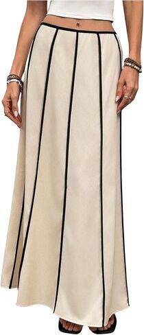 GORGLITTER المرأة كتلة الألوان طويلة تنانير طويلة بوهو لطيف منخفضة الخصر مطوي ذيل السمكة الخريف مهرجان عطلة تنورة in Kuwait