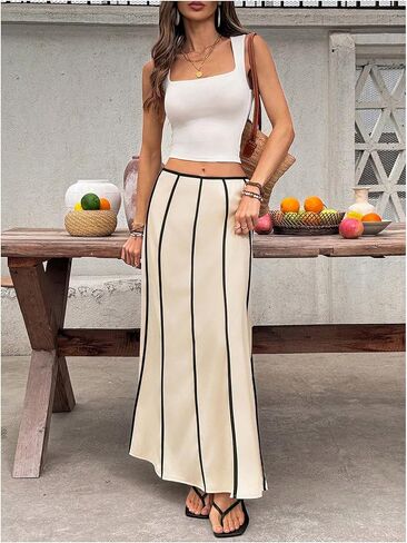 GORGLITTER المرأة كتلة الألوان طويلة تنانير طويلة بوهو لطيف منخفضة الخصر مطوي ذيل السمكة الخريف مهرجان عطلة تنورة in Kuwait