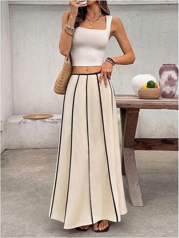 GORGLITTER المرأة كتلة الألوان طويلة تنانير طويلة بوهو لطيف منخفضة الخصر مطوي ذيل السمكة الخريف مهرجان عطلة تنورة in Kuwait