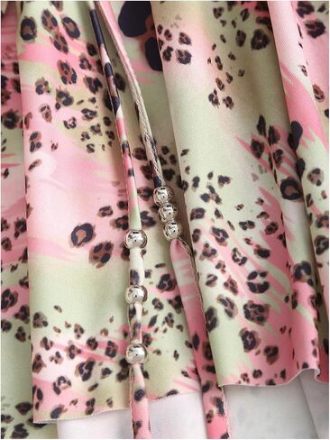 MakeMeChic Women's Cheetah Print Mini Skirt Floral Drawstring Ruched Ruffle Asymmetrical Hem Summer Y2K Skirts in Saudi Arabia