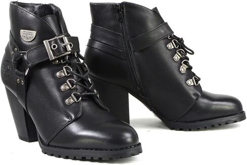 حذاء Milwaukee Leather MBL9458 للسيدات من الجلد الأسود الفاخر كاجوال مع حلقة حزام كلاسيكية - 6 in Saudi Arabia
