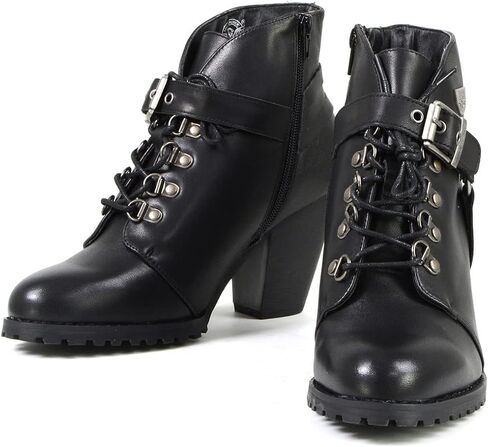 حذاء Milwaukee Leather MBL9458 للسيدات من الجلد الأسود الفاخر كاجوال مع حلقة حزام كلاسيكية - 6 in Saudi Arabia