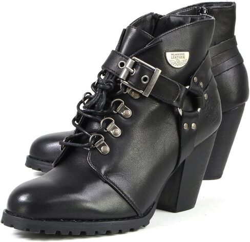 حذاء Milwaukee Leather MBL9458 للسيدات من الجلد الأسود الفاخر كاجوال مع حلقة حزام كلاسيكية - 6 in Saudi Arabia