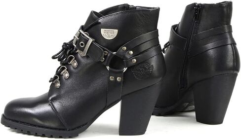 حذاء Milwaukee Leather MBL9458 للسيدات من الجلد الأسود الفاخر كاجوال مع حلقة حزام كلاسيكية - 6 in Saudi Arabia
