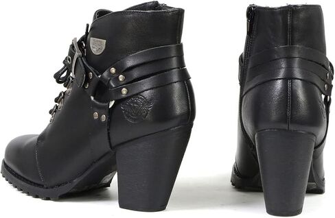 حذاء Milwaukee Leather MBL9458 للسيدات من الجلد الأسود الفاخر كاجوال مع حلقة حزام كلاسيكية - 6 in Saudi Arabia
