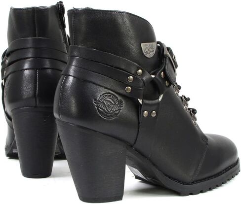 حذاء Milwaukee Leather MBL9458 للسيدات من الجلد الأسود الفاخر كاجوال مع حلقة حزام كلاسيكية - 6 in Saudi Arabia
