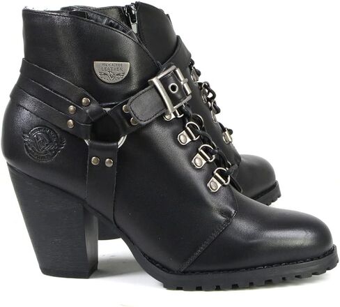 حذاء Milwaukee Leather MBL9458 للسيدات من الجلد الأسود الفاخر كاجوال مع حلقة حزام كلاسيكية - 6 in Saudi Arabia