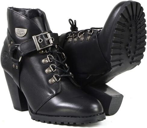 حذاء Milwaukee Leather MBL9458 للسيدات من الجلد الأسود الفاخر كاجوال مع حلقة حزام كلاسيكية - 6 in Saudi Arabia