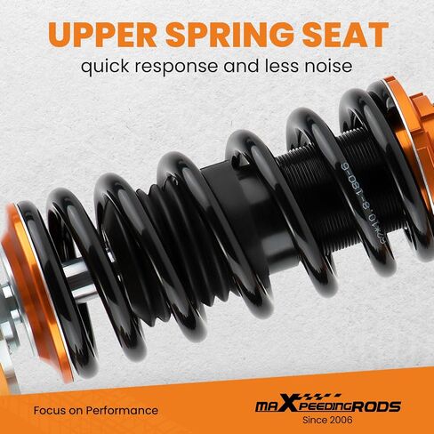 maxpeedingrods Coilovers لسيارة MINI Clubman R55 Cooper/Cooper D/Cooper S 2007-2014، طقم تعليق كويلوفر قابل للتعديل بـ 24 مستوى، طقم خفض دعامات امتصاص الصدمات قابل للتعديل بالارتفاع ذهبي in Saudi Arabia