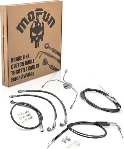 Mofun Front Brake Line Non-ABS & Throttle and Idle Cable Kit & Clutch Cable Compatible with Harley Touring Electra Glide Non-ABS 1996-2007, Fit 12"-14" Handlebar Black in Saudi Arabia