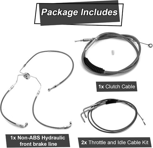 Mofun Front Brake Line Non-ABS & Throttle and Idle Cable Kit & Clutch Cable Compatible with Harley Touring Electra Glide Non-ABS 1996-2007, Fit 12"-14" Handlebar Black in Saudi Arabia