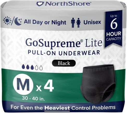 ملابس داخلية NorthShore GoSupreme Lite لسلس البول، نمط السحب لمدة 6 ساعات، متوسطة، 14 حقيبة، أبيض، 30-40 بوصة، حفاضات للكبار للجنسين in Kuwait