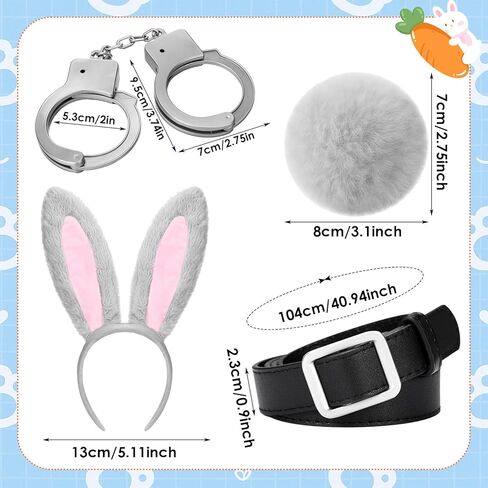 5 Pcs Zoo City Rabbit Costume Accessories Police Pretend Play Toys Set for Halloween Cosplay Include Carrots Pen Rabbit Ears Headband Belts in Saudi Arabia