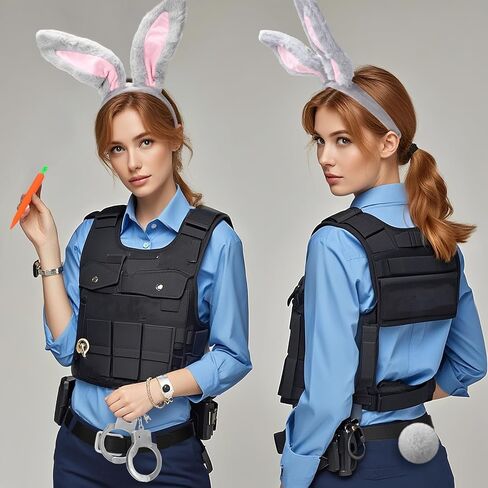 5 Pcs Zoo City Rabbit Costume Accessories Police Pretend Play Toys Set for Halloween Cosplay Include Carrots Pen Rabbit Ears Headband Belts in Saudi Arabia