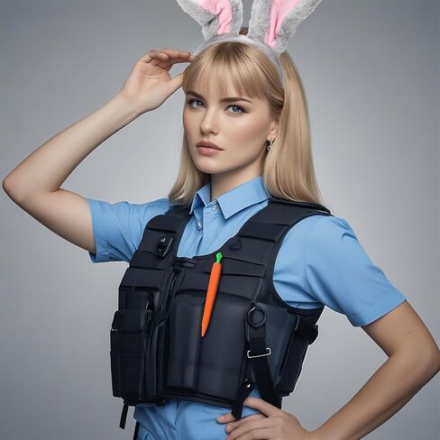 5 Pcs Zoo City Rabbit Costume Accessories Police Pretend Play Toys Set for Halloween Cosplay Include Carrots Pen Rabbit Ears Headband Belts in Saudi Arabia