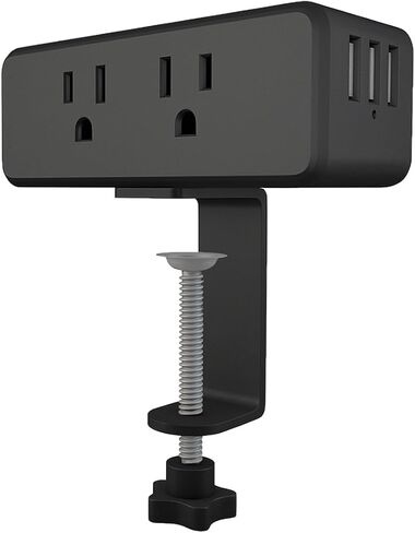 Compact Desk Edge Clamp Power Strip with 6-Outlet,3-USB-A-Port,Fit 2.4" Tabletop Edge,Table Leg.Meeoueoiu Desktop Mount Charging Power Station for Office Home,6.56ft Extension Cord,Black in Saudi Arabia