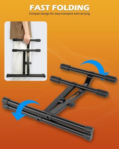 STRICH Folding Guitar Amplifier Stand, Low Profile Guitar Combo Speaker Stand, Dual X-Amp Stand, Fully Collapsible, Black in Saudi Arabia