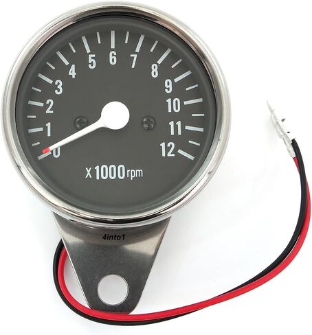 مقياس سرعة الدوران الميكانيكي الصغير للدراجات النارية Tach 12K RPM - كروم وأسود - 1:7 in Saudi Arabia