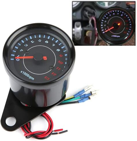 Motorcycle Electronic Tachometer, DC 12V Universal Motorcycle Electronic Tach Meter Gauge with LED Backlight Accessory in Saudi Arabia