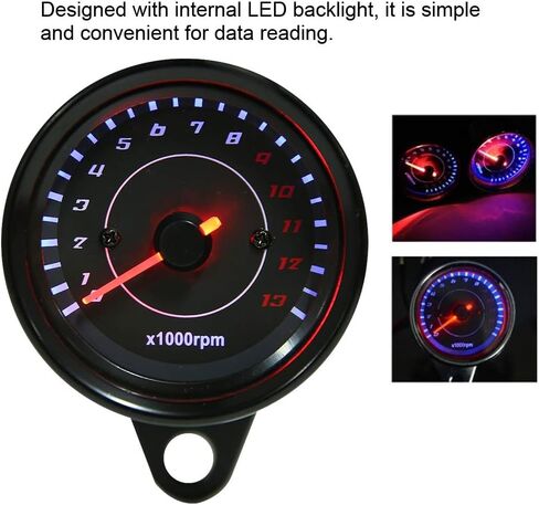Motorcycle Electronic Tachometer, DC 12V Universal Motorcycle Electronic Tach Meter Gauge with LED Backlight Accessory in Saudi Arabia