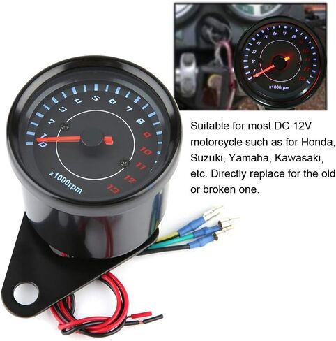 Motorcycle Electronic Tachometer, DC 12V Universal Motorcycle Electronic Tach Meter Gauge with LED Backlight Accessory in Saudi Arabia