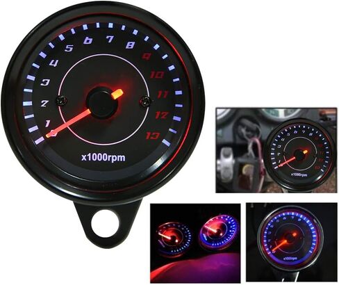 Motorcycle Electronic Tachometer, DC 12V Universal Motorcycle Electronic Tach Meter Gauge with LED Backlight Accessory in Saudi Arabia