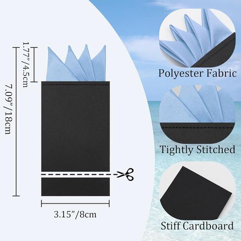 مربعات جيب مطوية مسبقًا للرجال على البطاقة، مناديل تناسب الرجال بلون خالص للعمل وحفلات الزفاف يوميًا in Kuwait