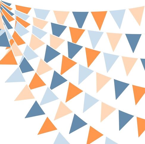 10M/32Ft Navy Blue Orange Pennant Banner Fabric Triangle Flag Cotton Bunting Garland for Outer Space Galaxy Birthday Anniversary Party Home Nursery Outdoor Garden Hanging Festivals Decoration (36Pcs) in Saudi Arabia