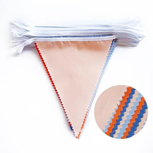 10M/32Ft Navy Blue Orange Pennant Banner Fabric Triangle Flag Cotton Bunting Garland for Outer Space Galaxy Birthday Anniversary Party Home Nursery Outdoor Garden Hanging Festivals Decoration (36Pcs) in Saudi Arabia