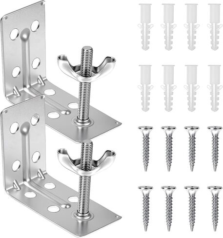 2pcs Mounting L Bracket and wingnut for Woven Wood or Bamboo Shade, Heavy Duty Angle Brackets Universal Metal L Shade Brackets for Inside, Ceiling or Wall Mount Roman Fold Shades in Saudi Arabia