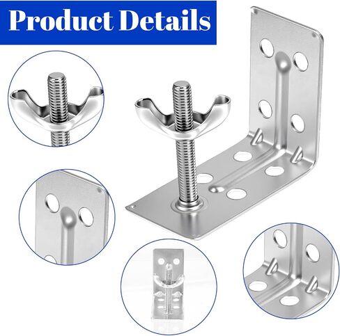 2pcs Mounting L Bracket and wingnut for Woven Wood or Bamboo Shade, Heavy Duty Angle Brackets Universal Metal L Shade Brackets for Inside, Ceiling or Wall Mount Roman Fold Shades in Saudi Arabia