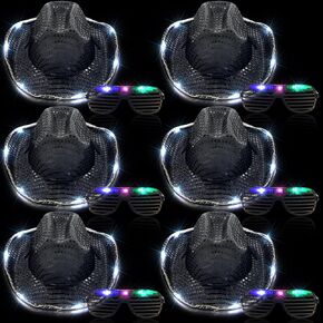 قبعة راعية البقر الخفيفة من Maitys ونظارات LED متوهجة قبعة رعاة البقر نظارات مصراع للنساء والرجال لوازم حفلات أعياد الميلاد in Kuwait