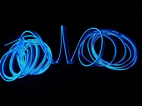 ABALDI Interior Car Lights El Wire Rope Lights 5m/16ft DC 12V Neon Atmosphere Glowing Strobing Electroluminescent Light Neon Lights for Car Safety Driving Light Strips(5m,Blue) in Kuwait