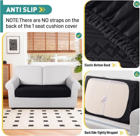 Ruaozz Couch Cushion Covers for Sectional Sofa Stretch Seat Cushion Covers Washable Sofa Slipcovers for L Shaped Soft Furniture Protector Pet Friendly (1 PC Seat or Back Cover, Blue Gray) in Kuwait