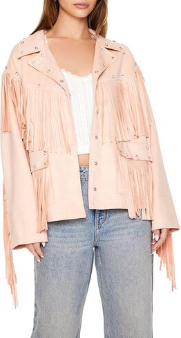Forever 21 Women's Fringe Faux Suede & Gem Jacket in Saudi Arabia