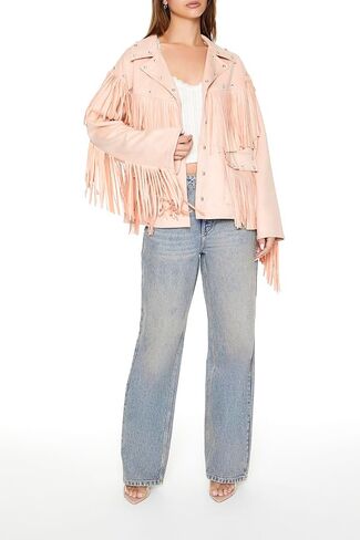 Forever 21 Women's Fringe Faux Suede & Gem Jacket in Saudi Arabia