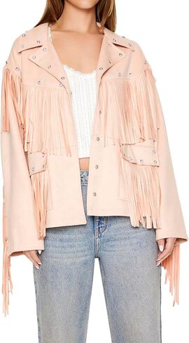 Forever 21 Women's Fringe Faux Suede & Gem Jacket in Saudi Arabia