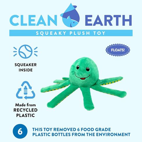 Spunky pup Clean Earth Plush Dog Toy with Squeaker - Recycled, Eco-Friendly, Floats for Beach, Lake, Pool - Hammerhead Shark, Large in Saudi Arabia