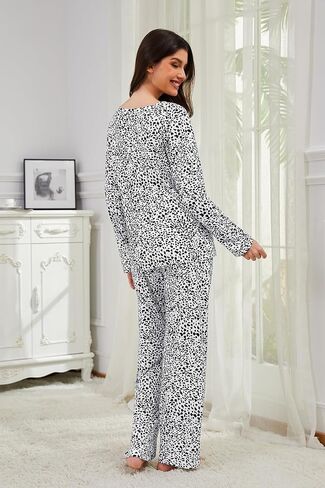 Xelky 2 Pack Womens Pajamas Set Long Sleeve Pajama Tops and Pants Sleepwear Soft Lounge Sets with Pocket in Saudi Arabia