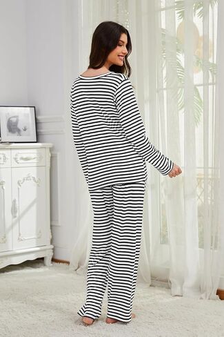 Xelky 2 Pack Womens Pajamas Set Long Sleeve Pajama Tops and Pants Sleepwear Soft Lounge Sets with Pocket in Saudi Arabia