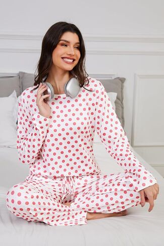 Xelky 2 Pack Womens Pajamas Set Long Sleeve Pajama Tops and Pants Sleepwear Soft Lounge Sets with Pocket in Saudi Arabia