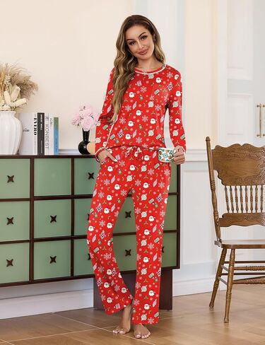 Marvmys Womens Long Sleeve Pajama Sets 2 Pack Pajamas Tops and Pants Pj Sets Printed Pjs Sleepwear with pockets S-3XL in Saudi Arabia