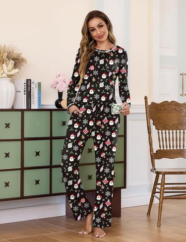Marvmys Womens Long Sleeve Pajama Sets 2 Pack Pajamas Tops and Pants Pj Sets Printed Pjs Sleepwear with pockets S-3XL in Saudi Arabia