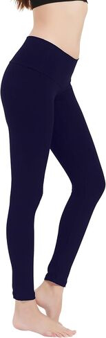 طماق اليوغا النسائية منخفضة الارتفاع من القطن والألياف اللدنة | بنطال رياضي كامل الطول (درزة داخلية 32 بوصة - 36 بوصة) | S-5X in Kuwait