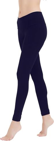 طماق اليوغا النسائية منخفضة الارتفاع من القطن والألياف اللدنة | بنطال رياضي كامل الطول (درزة داخلية 32 بوصة - 36 بوصة) | S-5X in Kuwait