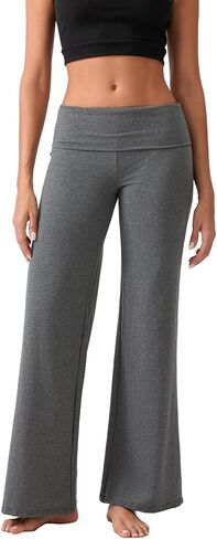 Aopwsrlyi Women Fold Over Yoga Pants Y2K Flared Leggings Low Rise Wide Leg Lounge Pants Baggy Sweatpants in Saudi Arabia