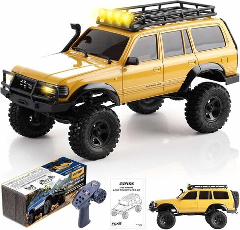 FMS FCX18S 1/18 Land Cruiser LC80 S Toyota RC Rock Crawler RTR 4x4 Off-Road Waterproof RC Trucks All Terrains RC Car with 45min Play time,2 Speed transmission,LED Lights for Adults and Beginner(YL) in Kuwait